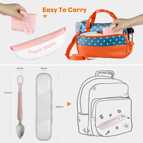Baby Feeding Supplies Baby Fruit Spoon and Bib BPA Free Baby Food Feeder(Pink)...