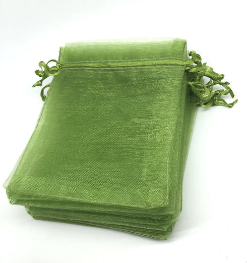 ANSLEY SHOP 100pcs 4x5 Inches Drawstrings Organza Gift Candy Bags Wedding Favors Bags (Grass Green)...