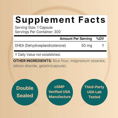 NatureBell DHEA 50mg, 300 Capsules | Micronized Grade for Better Absorption – Plant-Based DHEA Source – Supports Energy Levels & Healthy Aging for...