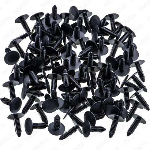 Rexka 100pcs M6.3 Splash Shield Wheel Cover Bumper Cover Retainer Clip Pin Rivet for Jeep Dodge Ram Chrysler 6501916 GM 22547243...