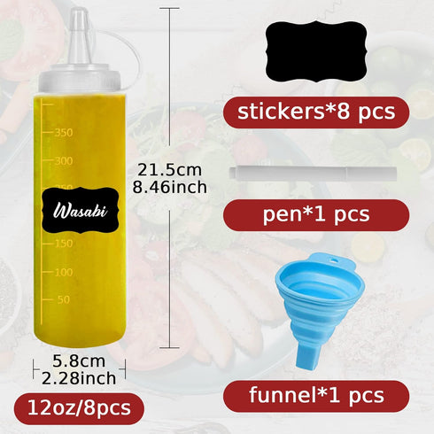 Squeeze Bottle Condiment Squeeze Bottles Plastic ketchup Squeeze Squirt bottle For Sauce, BBQ, Dressing, Paint, Workshop, Pancake Art Dispenser 8 ...