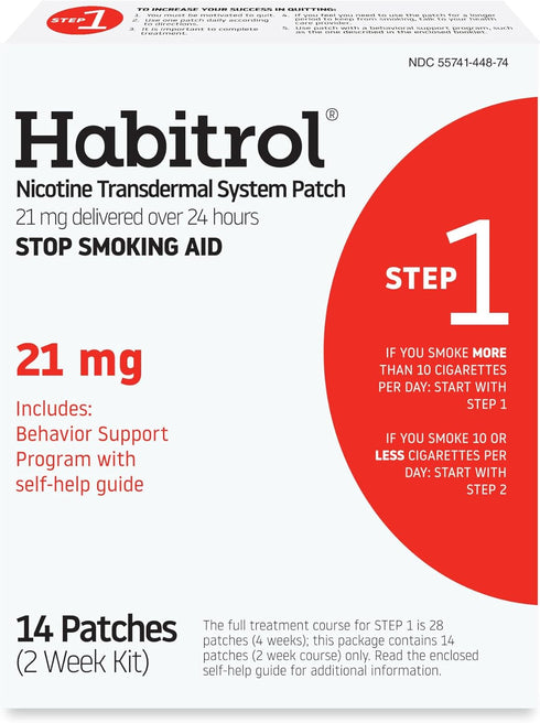 Habitrol Nicotine Transdermal System Stop Smoking Aid, Step 1 (21 mg), 14 Count (Pack of 1)...