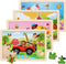 Wooden Puzzles Toys for Kids Ages 3-5, Set of 4 Packs with 20-Piece Farm, Animals Theme Wood Jigsaw Puzzles, Preschool Educational Brain Teaser To...