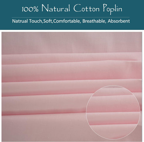 Baby Crib Fitted Sheet Poplin Natural Cotton for Standard Crib &Toddler Mattress Sheet Cover 28x52 Solid Pink Girl Premium Percale Soft Nursery Ki...