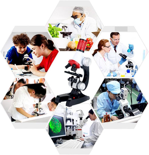 Kid Microscope Science Kits, 100X 400X 1200X Trinocular Magnification Beginner Toy Home School Educational Biological Hand Held Camera Compound Sc...