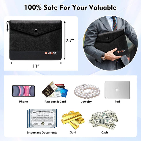 5200? Fireproof Document Bag,Waterproof Fireproof Bag with Heat Insulated,Fireproof Money Bag With Zipper Closure for Cash, Important Documents an...
