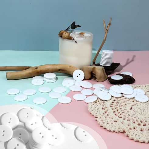 Qianyu 100pcs Buttons 2 Holes Round Resin Sewing Assorted Buttons 25mm White Button for Sewing Crafts Shirt Sweater Scrapbooking DIY Manual Button...