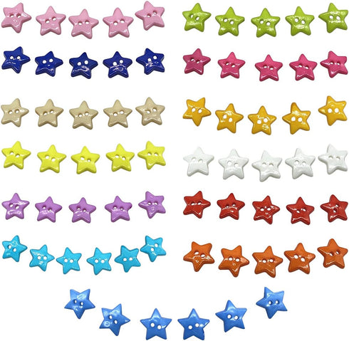 50 Pcs 12mm Five-Pointed Star Buttons with 2 Holes, Resin Sewing Buttons for Knitting Crafting Sewing Clothes, Gold...