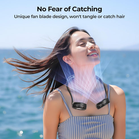 AMACOOL Neck Fan Battery Operated Neckband Fan Hand-Free Wearable Personal Fan for Hot Flashes Home Office Travel Outdoor Sports (Black)...