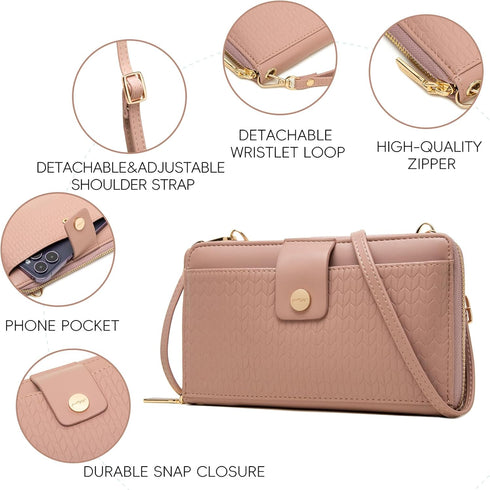 Women Crossbody Cell Phone Wallet Purse with RFID Protection and Multiple Card Slots...