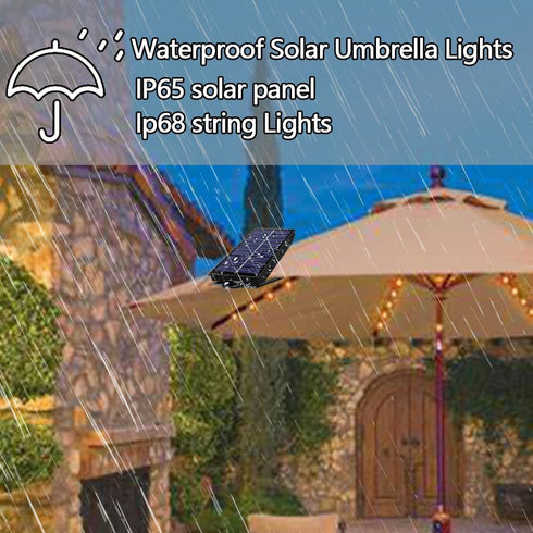 Solar Umbrella Lights Outdoor, Waterproof Solar Powered Patio Umbrella Lights Strings with 104 LEDs 8 Lighting Modes Remote Control, 2024 Upgraded...