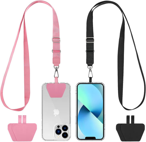CACOE Phone Lanyard 2 Pack-2× Adjustable Neck Strap,4× Phone Patches,Universal Crossbody Cell Phone Lanyards,Multifuctional Patch Phone Lanyards C...