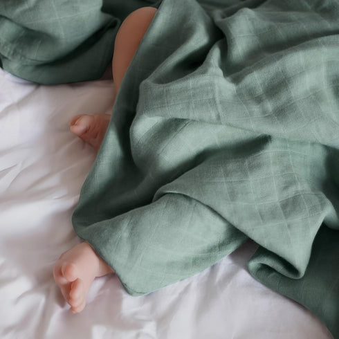 MEXXI Muslin Baby Blanket, Quilt Blanket for Baby, 4-Layer Super Soft and Lightweight Crib Blanket for Unisex Baby Girls Boys 43 * 39 (Sage Green)...