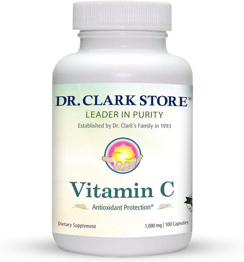 Dr Clark Vitamin C Supplement 1000mg - Gluten Free, Immunity Support, Potent antioxidant, Supports Brain Function, Promotes Tissue Formation and R...