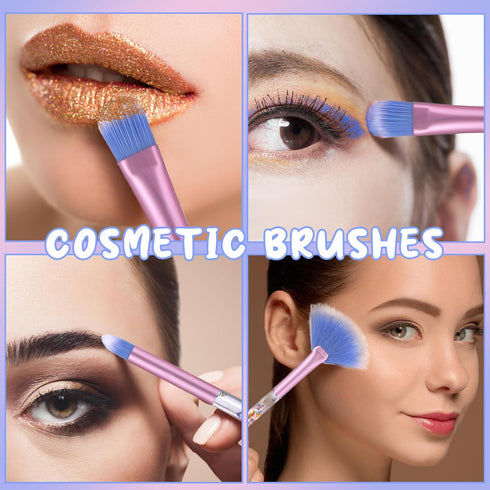 7 Pack Makeup Brush Set Stylish Glitter Cosmetics Brushes Kit Professional Blending Brush with Crystal Sequins Handle for Eye Shadow Eyeliner Foun...