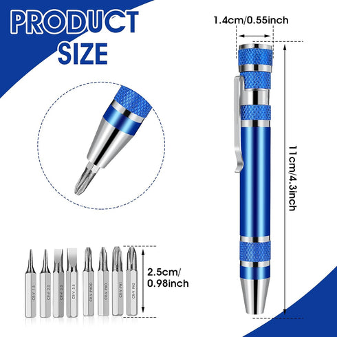 4 Pcs Pocket Screwdriver, 8 In 1 Multitool Pen Screwdriver Mini Screwdriver Set Handy Tool Magnetic Portable Screwdriver Crossing Flathead Screwdr...