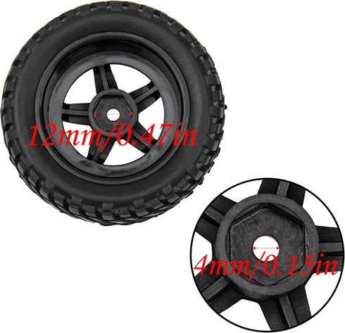 12mm Hex Hub 75mm/2.95'' Rubber Tires & Plastic Wheel Rims with Foam Compatible with HSP Tamiya HPI Kyosho 1/10 On-Road Touring Car,WLtoys 1/14 14...