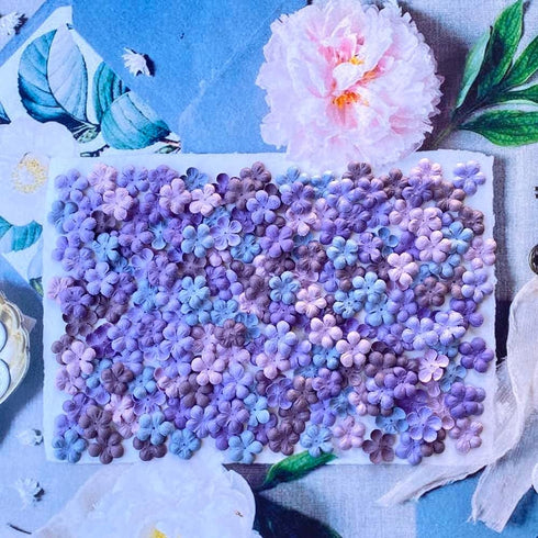 200 Pcs Handmade Mulberry Paper Stephania Venosa Flowers Petals 15x15 mm Scrapbooking Wedding DIY Craft Supplies Card (Purple Tone)...