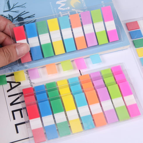 Sticky Tabs,moinkerin 900 Pieces Transparent Sticky Notes Book Tabs PET Multicolor for Bookmarks,Studying,Office,School Planner Memo...