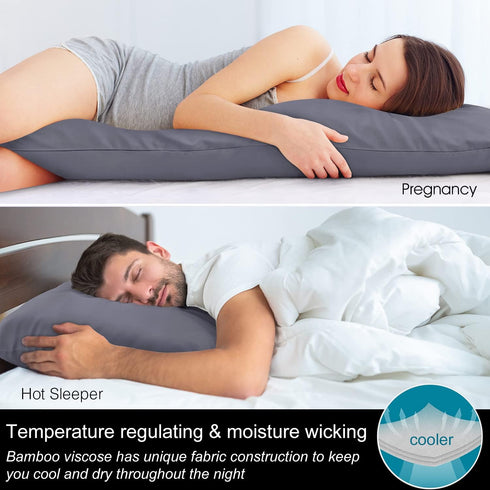 BEDELITE Body Pillow Cover, Rayon Made from Bamboo, Cooling Body Pillow Pillowcase for Hot Sleepers and Night Sweats, Breathable & Silky Soft Full...