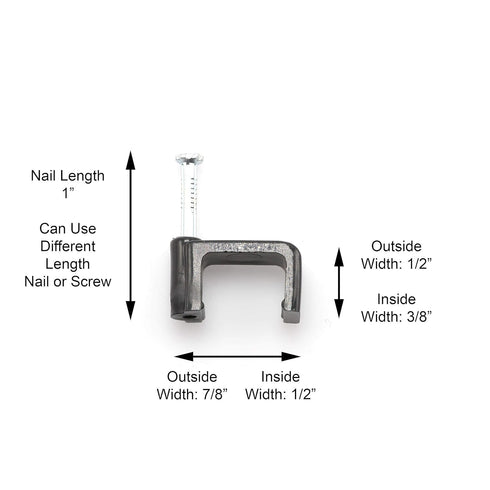 THE CIMPLE CO - Siamese Coaxial Cable Clips, Cat6, Electrical Wire Cable Clip, 1/2 in Nail Clip and Fastener, Black, Double(50 Pieces per Bag)...