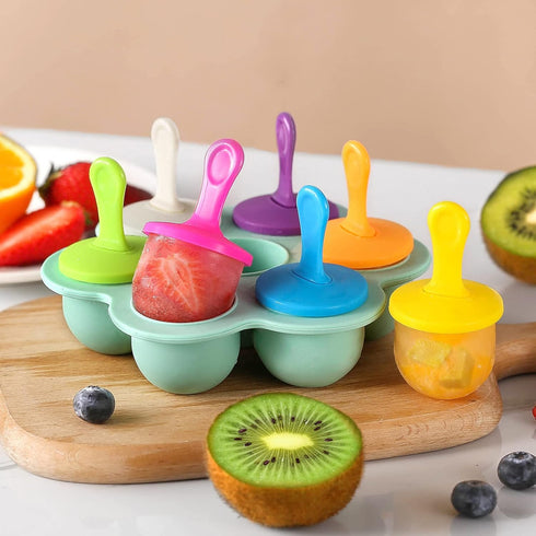 Silicone Popsicle Molds, Ice Pop Molds, Storage Container for Homemade Food, Kids Ice Cream DIY Pop Molds - BPA Free (R-Green)...