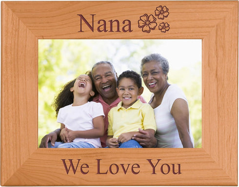 CustomGiftsNow Nana We Love You - Engraved Alder Wood Tabletop/Hanging Picture Photo Frame (4x6-inch Horizontal)...