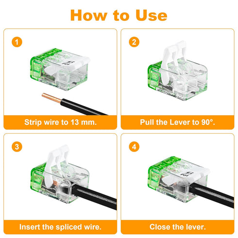 2 Port Splicing Connector, Lever-Nut Assortment for All Wire 12-24 AWG (10)...