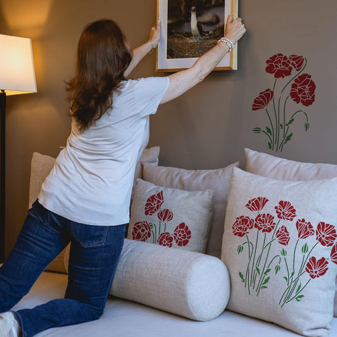 FINGERINSPIRE 4PCS Flower Bouquet Stencil 11.7x8.3 inch Large Wall Stencil Wildflower Stencils Bouquet Painting Stencils, Plastic Field Flower Cra...