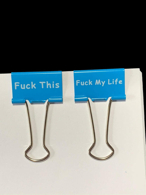 Funny Curse Clips Office Binder Clips, F**ck You, FML, and More, Vulgar Yet Funny, Uncensored, 8 Clips Per Pack, 4 Different Phrases 25mm and 32mm...
