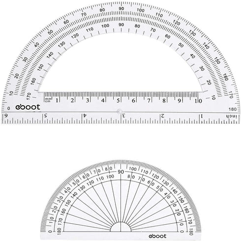 eBoot Plastic Protractor Protractor 180 Degrees, 4 Inch and 6 Inch, Clear, 2 Pieces...