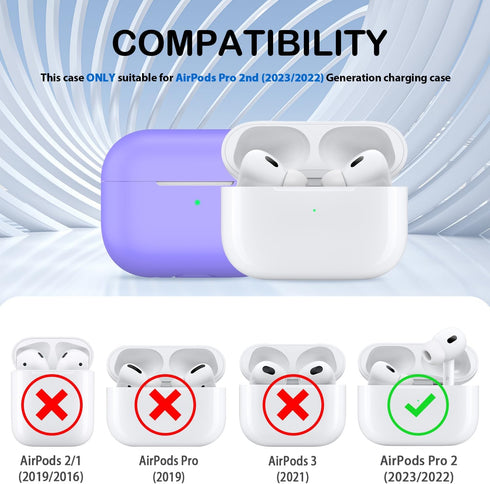 AirPods Pro 2nd Generation Case Cover, Military Grade Anti-Fall Soft Silicone Shock-Absorbing AirPods Pro Case Skin Touch with Keychain and Cleani...