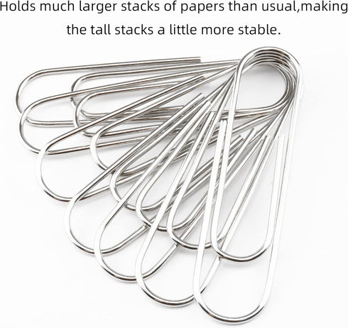 4 Inch Large Paper Clips 35 Pcs Brightly Colored Silver Rust Resistant and Bend Proof Smooth Finish Large Jumbo Paperclips for Office School Docum...