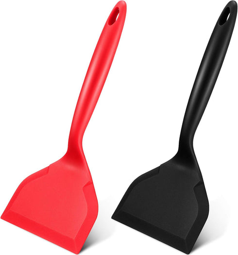 Shappy 2 Pcs Wide Silicone Spatula Tamagoyaki Shovel Turner Nonstick Fried Shovel Fish Spatula Silicone Wide Flexible Turner for Nonstick Cookware...
