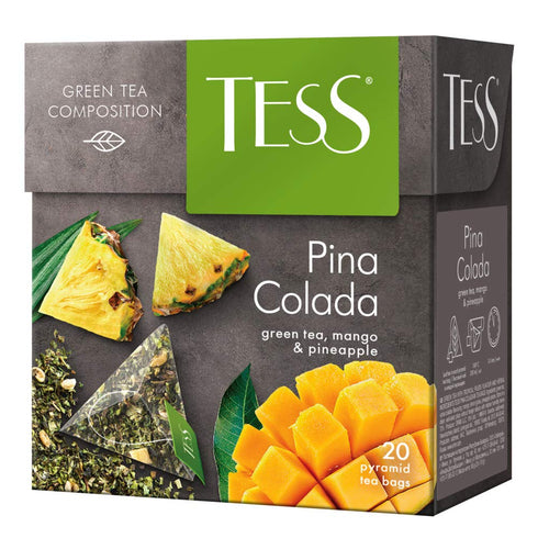 Tess Pina Colada Green Tea Composition Mango and Pineapple Leaf Tea in 20 Pyramid Sachets...