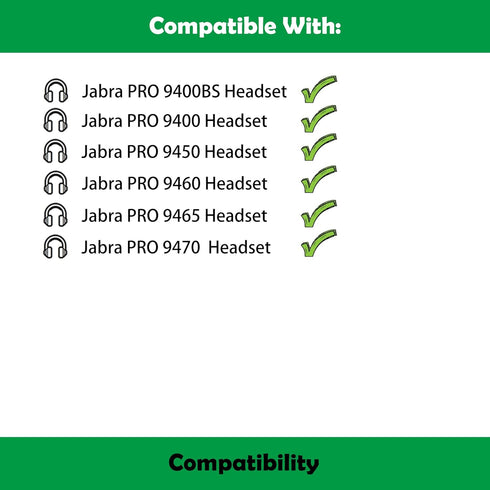 Replacement Earpads Cushions Compatible with Jabra PRO 9400BS PRO 9400 PRO 9450 PRO 9460 PRO 9465 PRO 9470 Mono Wireless Headset Ear Pads with Sof...