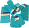 Kitchen Towel Set with 2 Quilted Pot Holders, Oven Mitt, Dish Towel, Dish Drying Mat, 2 Microfiber Scrubbing Dishcloths (Turquoise)...