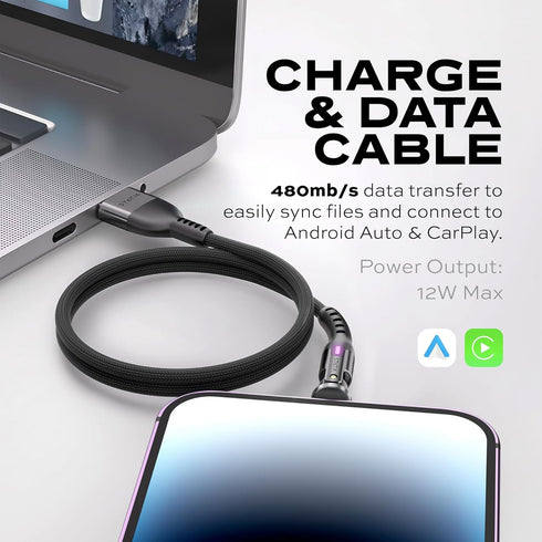 Statik PowerPivot USB to Apple Compatible Cable Fast Charging - 10W iPhone Compatible Charging Cable & Data Transfer, 360 Degree Rotating Head - 3...