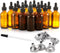 24 Pcs, 2 oz Dark Amber Dropper Bottles with 6 Small Funnels & 1 Long Glass Labels - 60ml Tincture Bottles w/ Eye Dropper for Essential Oils, Perf...