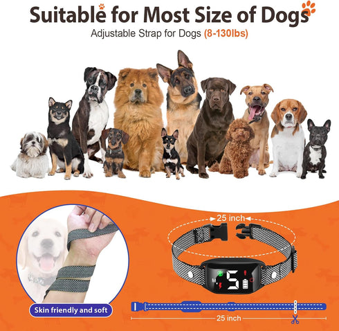 Dog Bark Collar, Rechargeable Bark Collar for Large Dog with 5 Adjustable Sensitivity, Smart Anti Bark Collar with Beep Vibration Shock for Medium...
