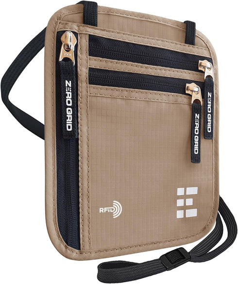 Neck Wallet for Travel & Passport Holder with RFID Blocking - Slim & Easy to Conceal Nylon Travel Pouch for men & women - Holds Phone, Cash, Cards...