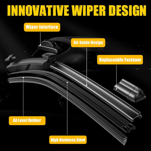 MIKKUPPA 28" Silicone Windshield Wiper Blades Refills, 4 Pack Adjustable Universal Wiper Refills Replacement for Ford Chevy Tesla Toyota Hyundai H...