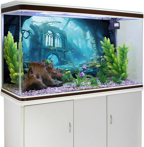 AWERT 30x18 inches Polyester Undersea Aquarium Background Ruins Aquarium Background Undersea Aquatic Plants Fish Tank Background...