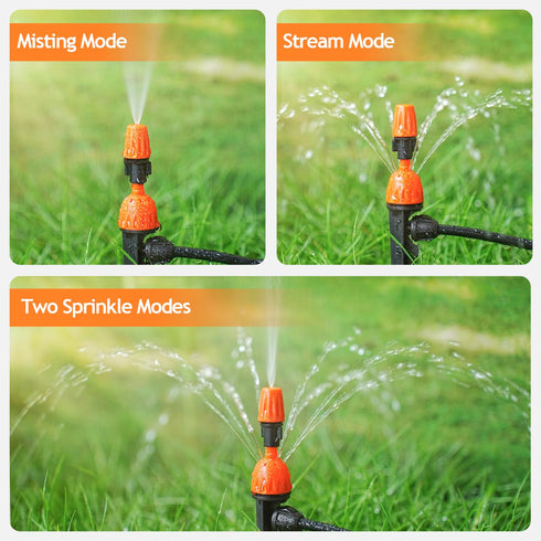 2 in 1 Drip Irrigation Emitters and Atomizing Nozzle for 1/4" Drip Irrigation Tubing, 25 Pcs Adjustable 360 Degree Water Flow Drippers Sprinklers ...