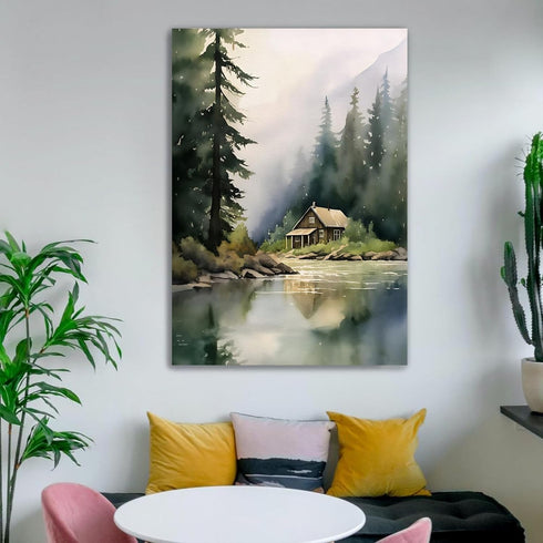 Natural Scenery Wall Art Tree Landscape Painting River Nature Picture Modern Scenery Painting Decor Landscape Canvas Wall Art Natural Mountain Pic...