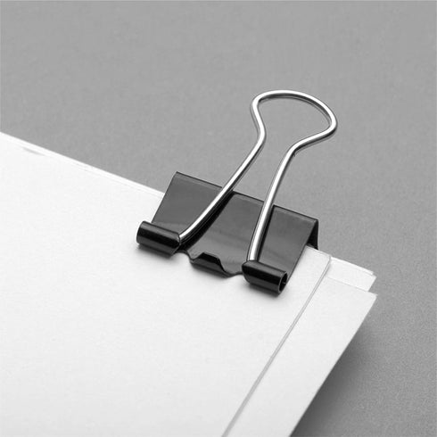 120 RUBEX Binder Clips, Black Color and Mixed Size: Small Medium Large Binder Clips, Binder Clips, Paper Binder Clips, Big Metal Paper Clamps for ...