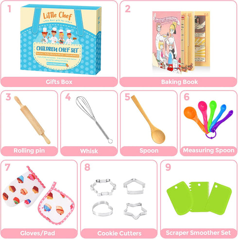 Birthday Gifts for 3-8 Year Old Girls Cute Stuff Apron for Girls Kids Cooking Sets Toddler Toys Kids Chef Hat and Apron Easter Christmas Stocking ...