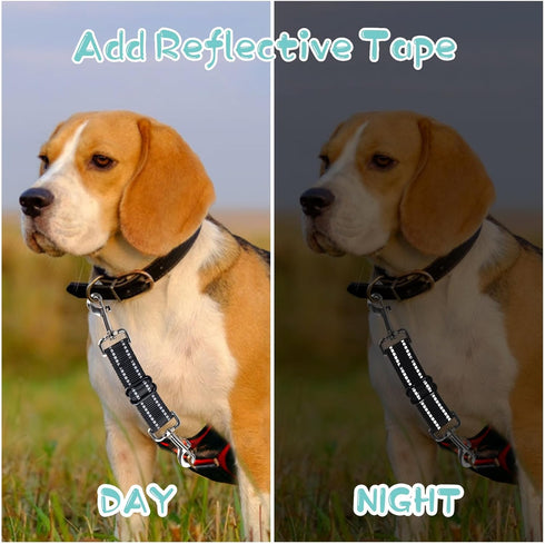 Dog Collar Safety Clip,2 Pack Dog Seatbelt for Car,Adjustable Dog Car Tether,Prong Collar Safety Clip,Reflective Nylon Backup Collar Clips,Pet Sea...