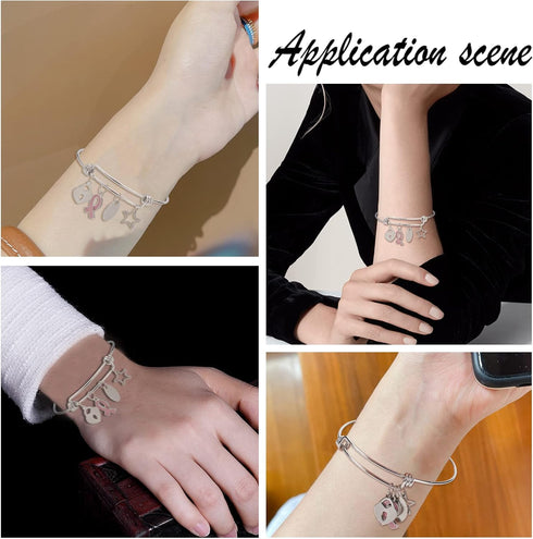 SUNNYCLUE 12Pcs Stainless Steel Expandable Wire Bangle Bracelet Bangles Bulk Adjustable Bracelet for Jewelry Making Metal Stackable Bracelets Cuff...