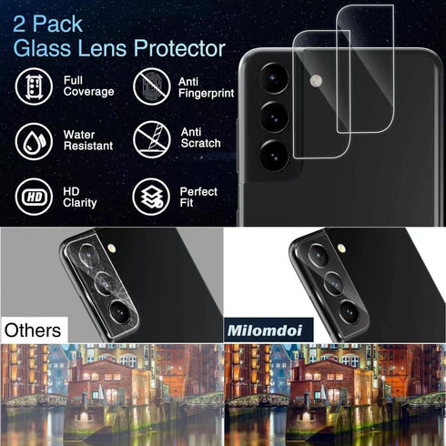 Milomdoi Designed for Samsung Galaxy S22 5G Screen Protector, 3 Pack Tempered Glass with 2 Pack Camera Lens Protector, Fingerprint suitable, Insta...